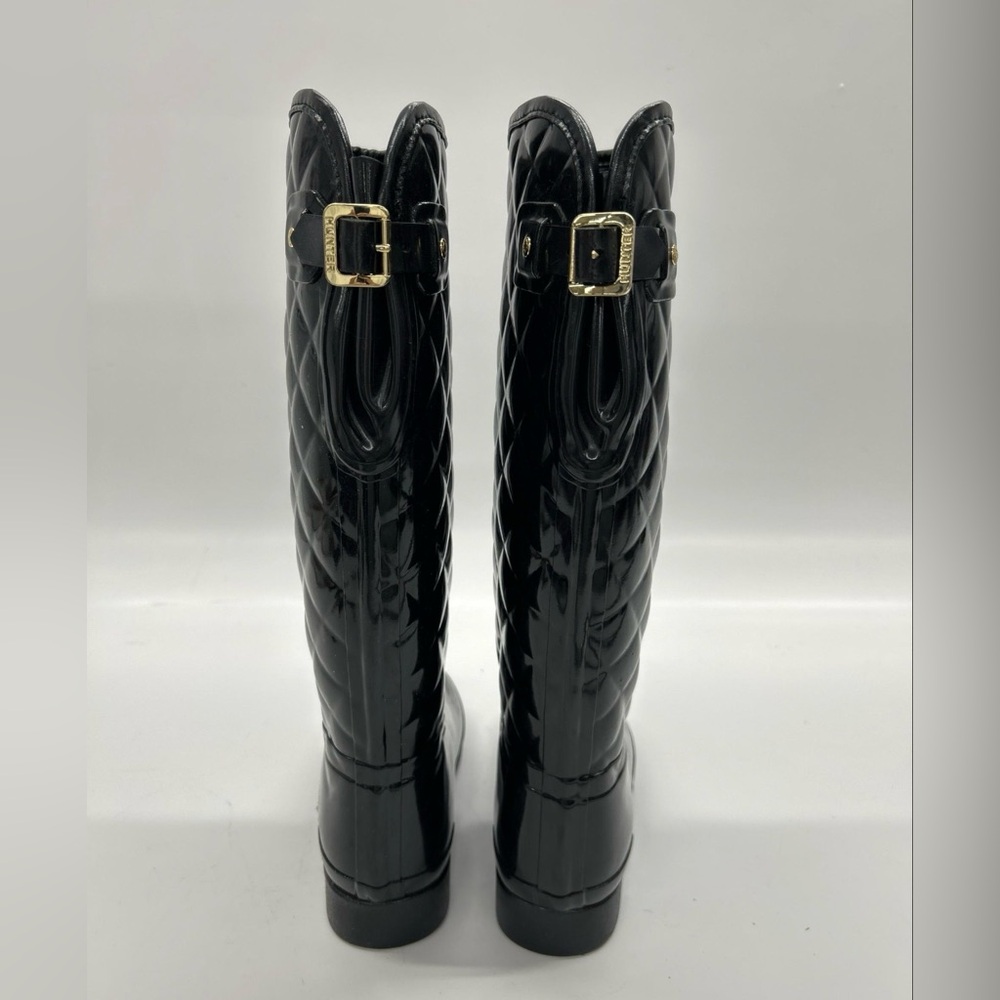 Hunter Quilted Black Women's Rain Boots - Picture 4 of 10